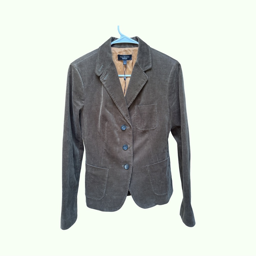 Talbots Brown Corduroy Blazer Classic Tailored Suit Jacket Size 8